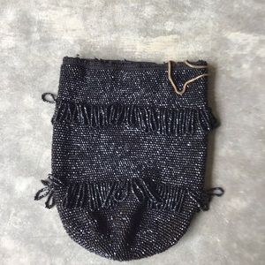 Vintage Black Beaded Purse / 1920s Black Beaded Purse / Antique Beaded P…